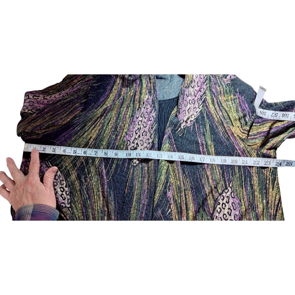 Women’s Cardigan Camisole Set 2x Black Purple Shimmer MJ Collection Mardi Gras - Picture 14 of 15